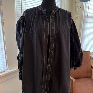 ulla johnson overshirt shacket oversize puff sleeve whimsigoth L /Xcotton shirt